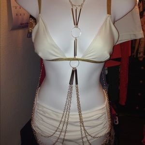 White and gold high waist two piece